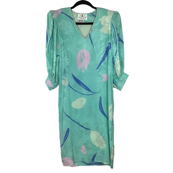 Flora Kung vintage green silk dress - Picture 3 of 10